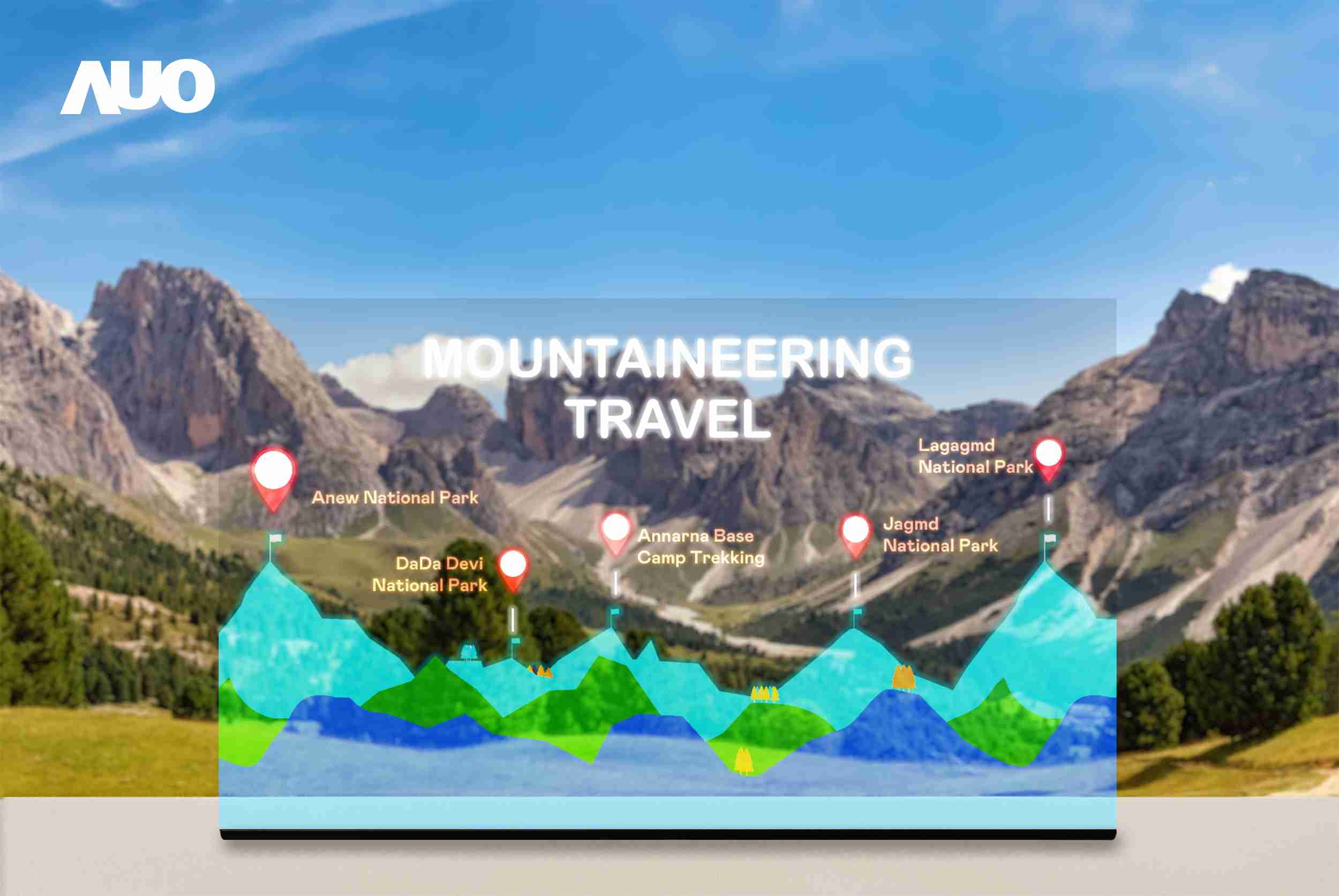 PA直营展示全球单片尺寸最大(*)42吋透明Micro LED显示器拼接而成的〝64吋透明Micro LED显示器〞，，，，具备高透明度、、1,000 nits高亮度、、、广色域、、、采用三边无边框的无缝拼接等多重特色，，，，呈现超高清、、细腻画质而不遮挡后方视觉，，满足层峰需求，，可广泛运用于零售、、艺术展览或商业空间等场域